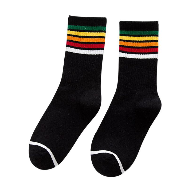 Athletic Socks Rainbow Stripes Creative Cotton Running Stocks Sport Football Soccer Socks Knee High Sock For Women